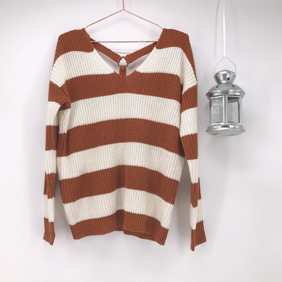 Love By Design Sweaters - Love by Design Striped Sweater w Back Detail